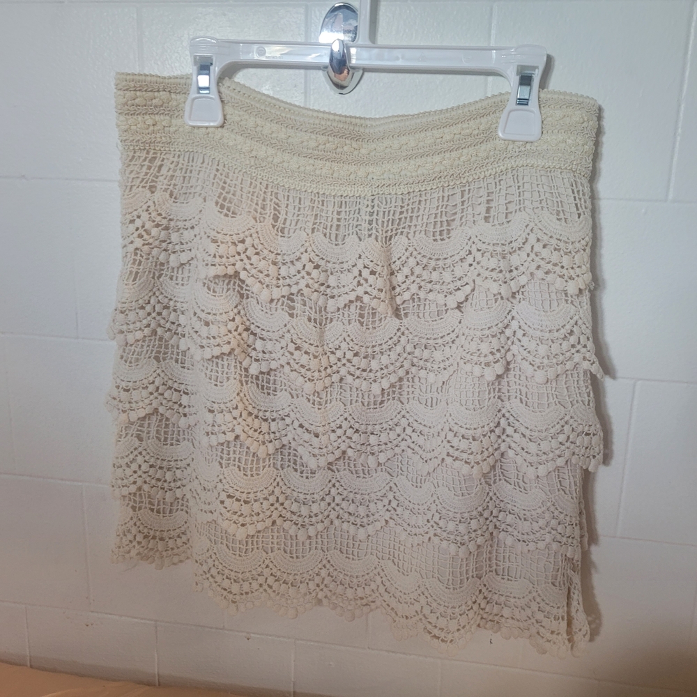 Elegant Cream Crochet Skirt